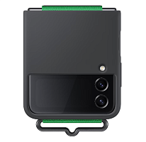 Накладка Samsung Z Flip4 Silicone Cover with Strap черная купить в Барнауле